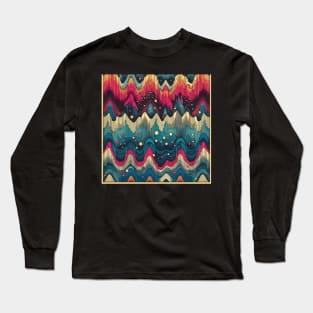 Spectrum Colorful Abstract Waves Pattern Long Sleeve T-Shirt